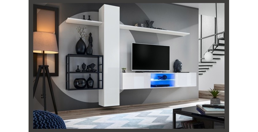Ensemble meubles de salon style industriel SWITCH M5. Coloris blanc.