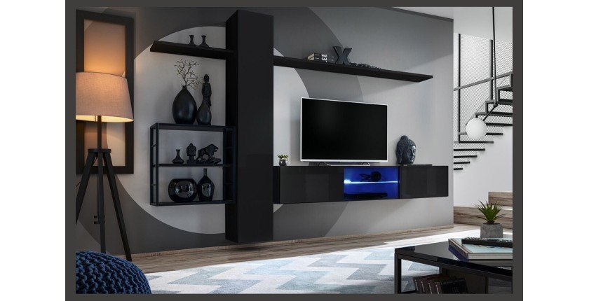 Ensemble meubles de salon style industriel SWITCH M5. Coloris noir.