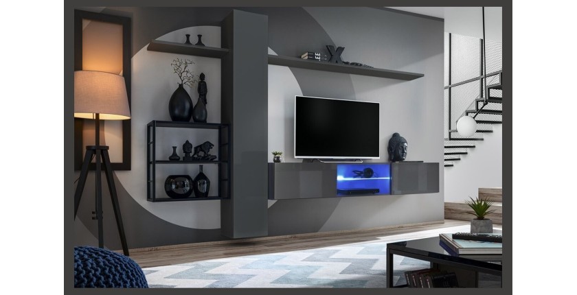 Ensemble meubles de salon style industriel SWITCH M5. Coloris gris.
