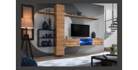 Ensemble meubles de salon style industriel SWITCH M5. Coloris chêne.