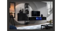 Ensemble meubles de salon style industriel SWITCH M6. Coloris noir.