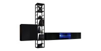 Ensemble meubles de salon style industriel SWITCH M6. Coloris noir.