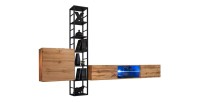 Ensemble meubles de salon style industriel SWITCH M6. Coloris chêne.
