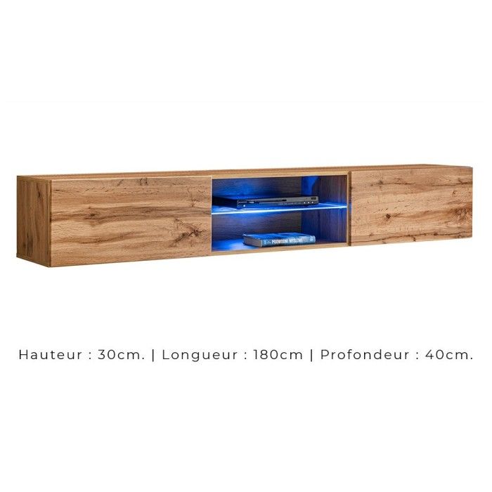 Ensemble meubles de salon style industriel SWITCH M6. Coloris chêne.