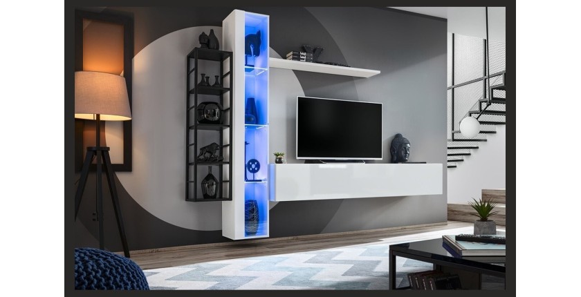 Ensemble meubles de salon style industriel SWITCH M7. Coloris blanc.