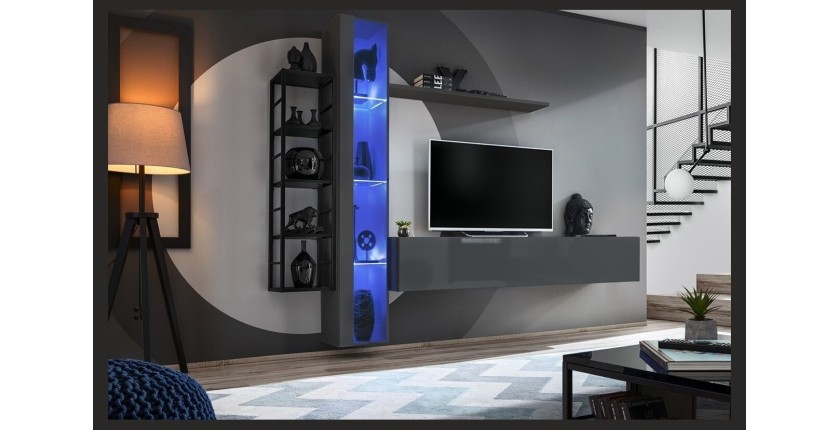 Ensemble meubles de salon style industriel SWITCH M7. Coloris gris.