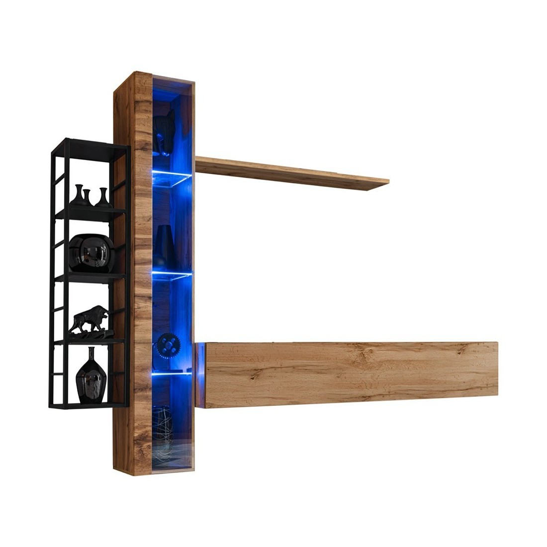 Ensemble meubles de salon style industriel SWITCH M7. Coloris chêne.