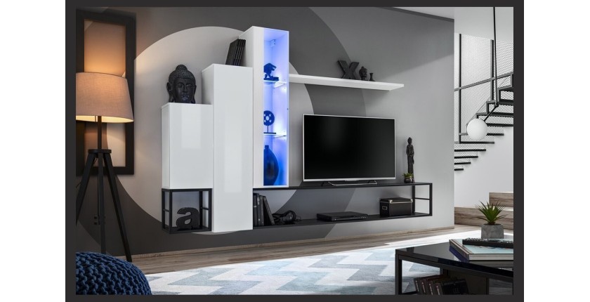 Ensemble meubles de salon style industriel SWITCH M8. Coloris blanc.