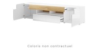 Meuble TV 210cm collection OHIO avec LED intégrée. Coloris gris anthracite et chêne.