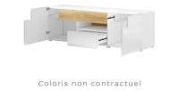 Meuble TV 160cm collection OHIO. Éclairage LED intégré. Coloris gris anthracite et chêne.