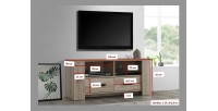 Meuble TV collection VERMONT style rustique. Coloris chêne