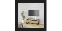 Meuble TV 120cm collection MILO. Coloris chêne. Style design.
