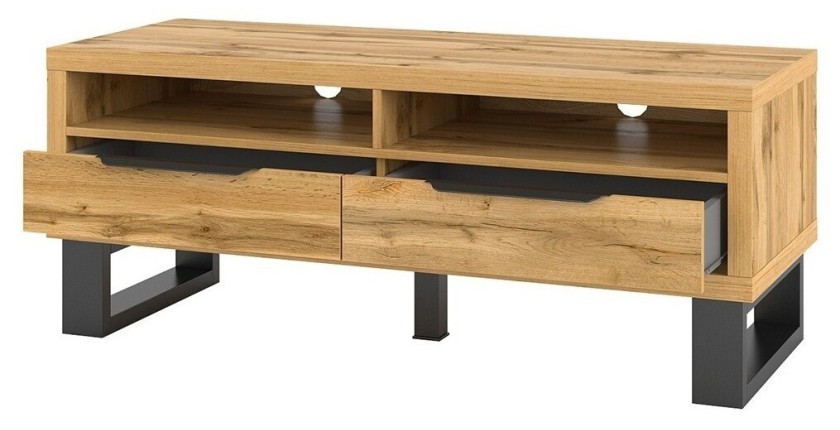 Meuble TV 120cm collection MILO. Coloris chêne. Style design.