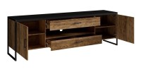 Meuble TV 200cm style industriel avec LED. Collection ANAFI. Coloris épicéa et noir