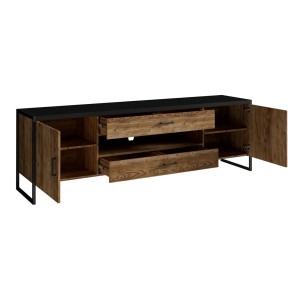 Meuble TV 200cm style industriel avec LED. Collection ANAFI. Coloris épicéa et noir