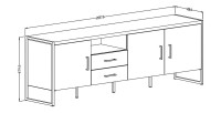 Meuble TV XL 200cm style industriel avec LED intégrées. Collection ZOLA. Coloris épicéa et gris