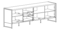 Meuble TV XL 200cm style industriel avec LED intégrées. Collection ZOLA. Coloris épicéa et gris
