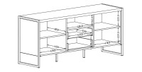 Meuble TV 150cm style industriel avec LED intégré. Collection ZOLA. Coloris épicéa et gris. 2 Portes et 2 tiroirs
