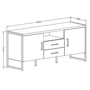 Meuble TV 150cm style industriel avec LED intégré. Collection ZOLA. Coloris épicéa et gris. 2 Portes et 2 tiroirs