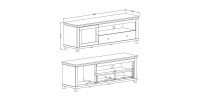 Meuble TV 180cm avec LED intégrées. Collection ASSIA. Coloris vert et chêne. 1 Porte et 1 tiroir.