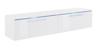 Meuble TV 160cm Collection RIO. 1 porte abattante, coloris blanc brillant. Style design.