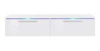 Meuble TV 160cm Collection RIO. 1 porte abattante, coloris blanc brillant. Style design.