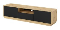 Meuble TV 180cm collection VILLA. Couleur chêne et noir mat. LED intégrée