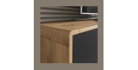 Meuble TV 200cm collection VILLA. Couleur chêne et noir mat. LED intégrée