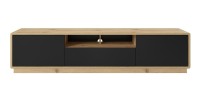 Meuble TV 200cm collection VILLA. Couleur chêne et noir mat. LED intégrée