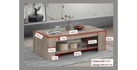 Table basse style rustique 120x90 collection VERMONT effet chêne
