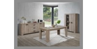 Table basse style rustique 120x90 collection VERMONT effet chêne