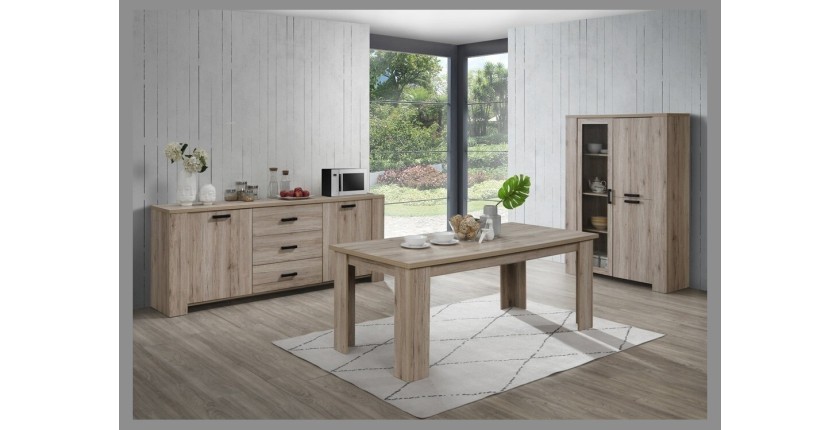 Table basse style rustique 120x90 collection VERMONT effet chêne