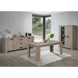 Table basse style rustique 120x90 collection VERMONT effet chêne