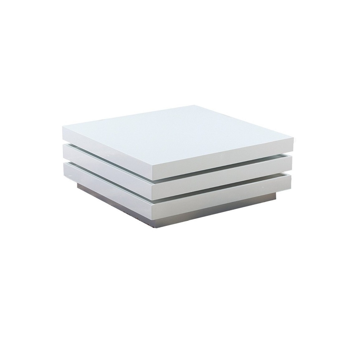 Table basse carrée extensible design collection MOVE. Couleur blanc brillant.