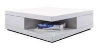Table basse carrée design avec nombreux rangements collection ANYA. Couleur blanc brillant.