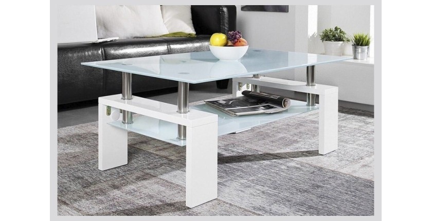 Table basse collection MAGY. Meuble type CONTEMPORAIN coloris blanc.