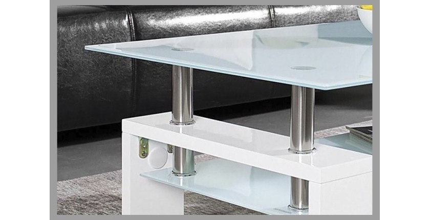 Table basse collection MAGY. Meuble type CONTEMPORAIN coloris blanc.