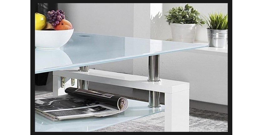 Table basse collection MAGY. Meuble type CONTEMPORAIN coloris blanc.