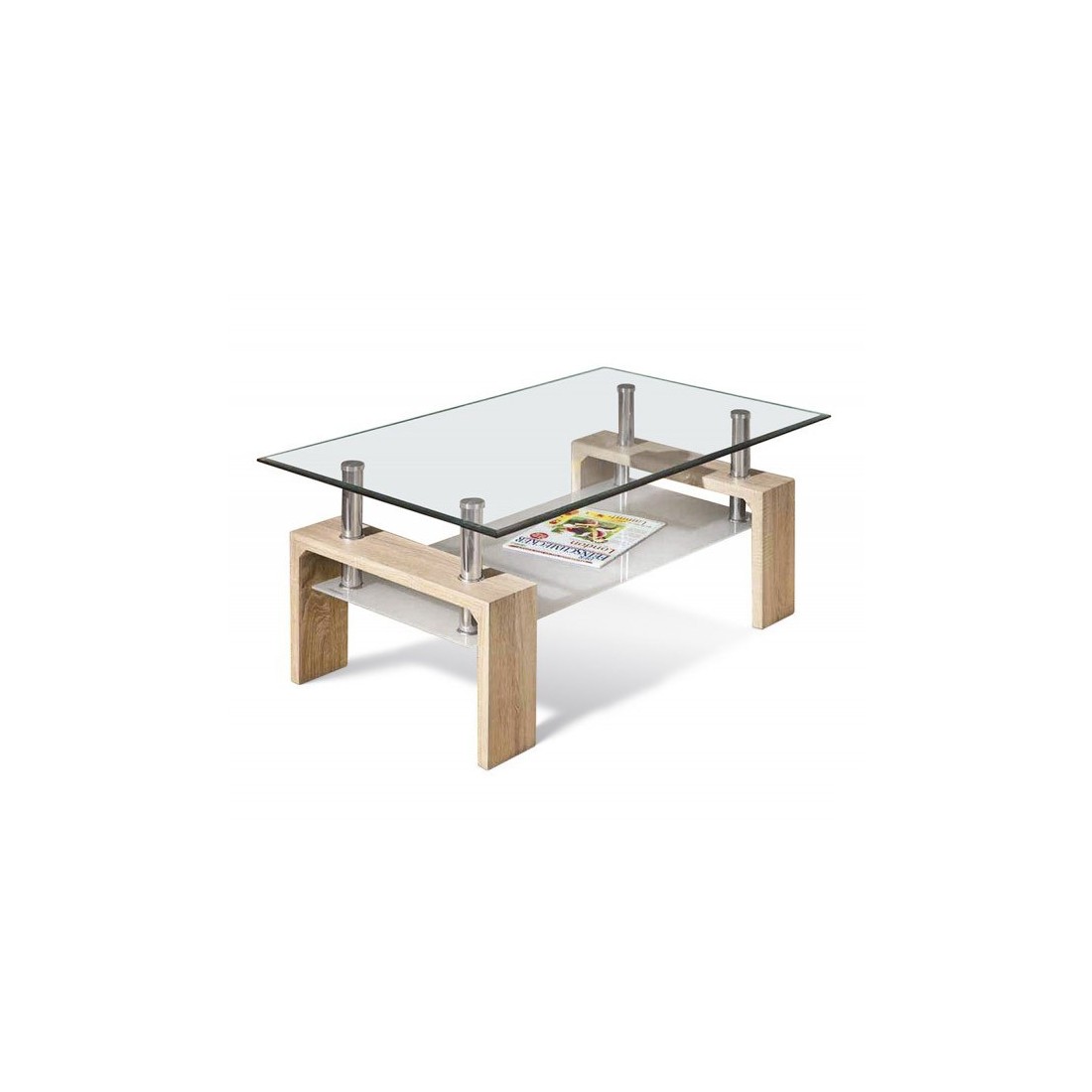 Table basse collection MAGY. Meuble type CONTEMPORAIN coloris chêne.