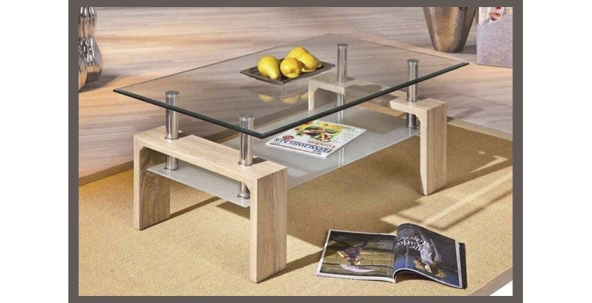 Table basse collection MAGY. Meuble type CONTEMPORAIN coloris chêne.