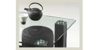 Table basse avec 6 poufs collection JULIA. Meuble type CONTEMPORAIN coloris noir