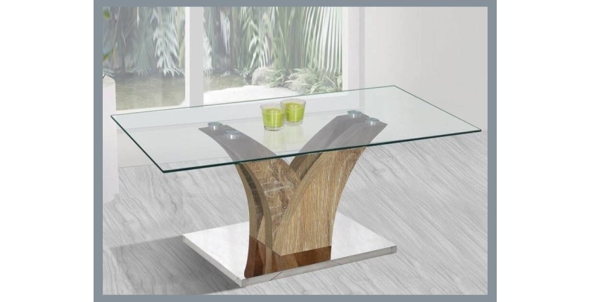 Table basse ALVARA 110x60. Effet chêne