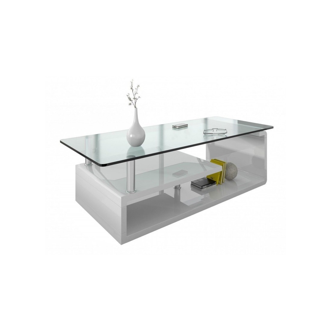 Table basse collection GOLDY. Meuble type CONTEMPORAIN coloris blanc.