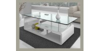 Table basse collection GOLDY. Meuble type CONTEMPORAIN coloris blanc.