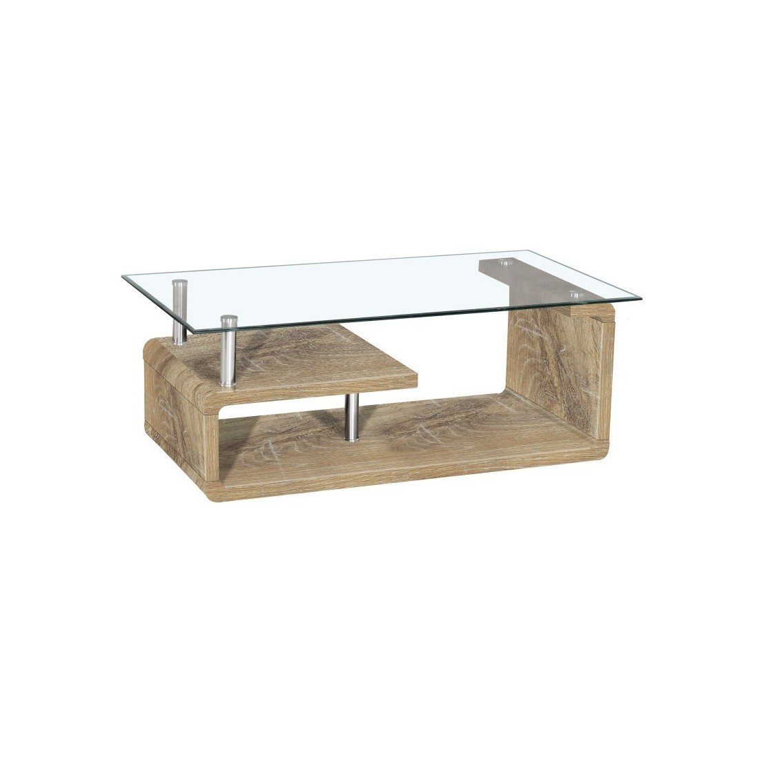 Table basse collection GOLDY. Meuble type CONTEMPORAIN effet chêne.