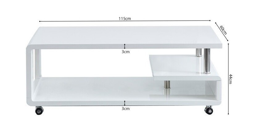 Table basse collection HOOK. Meuble type CONTEMPORAIN coloris blanc.