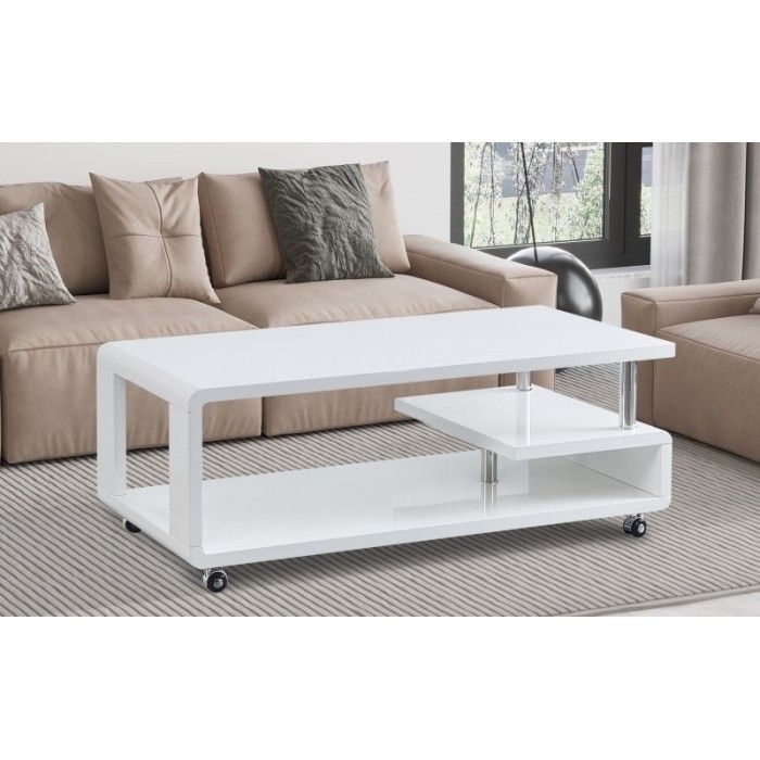 Table basse collection HOOK. Meuble type CONTEMPORAIN coloris blanc.