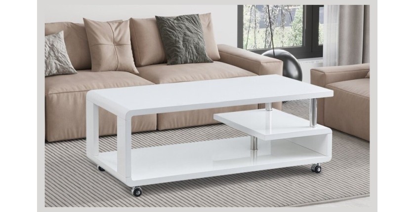 Table basse collection HOOK. Meuble type CONTEMPORAIN coloris blanc.