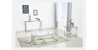 Table basse couleur argent collection MERCURE. Meuble design pour salon