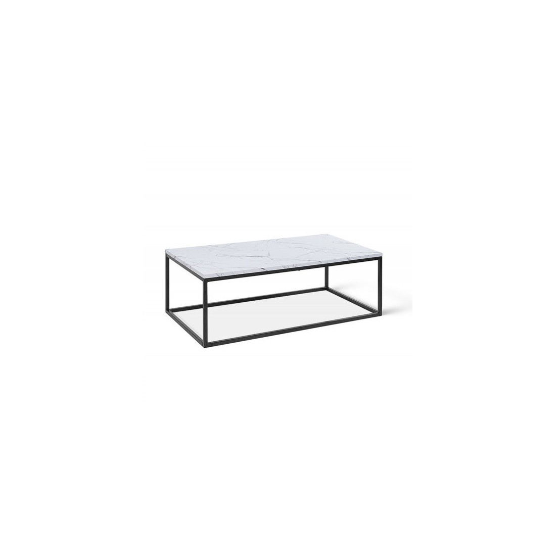 Table basse collection OREGON. Meuble style industriel effet marbre blanc.